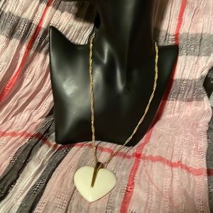 Vintage Trifari crown lucite heart pendant necklace